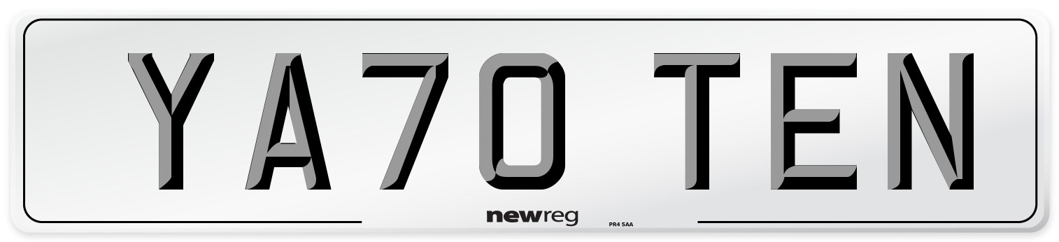 YA70 TEN Number Plate from New Reg